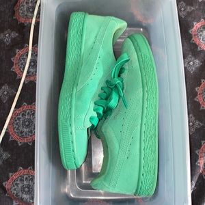 Green Suede Pumas